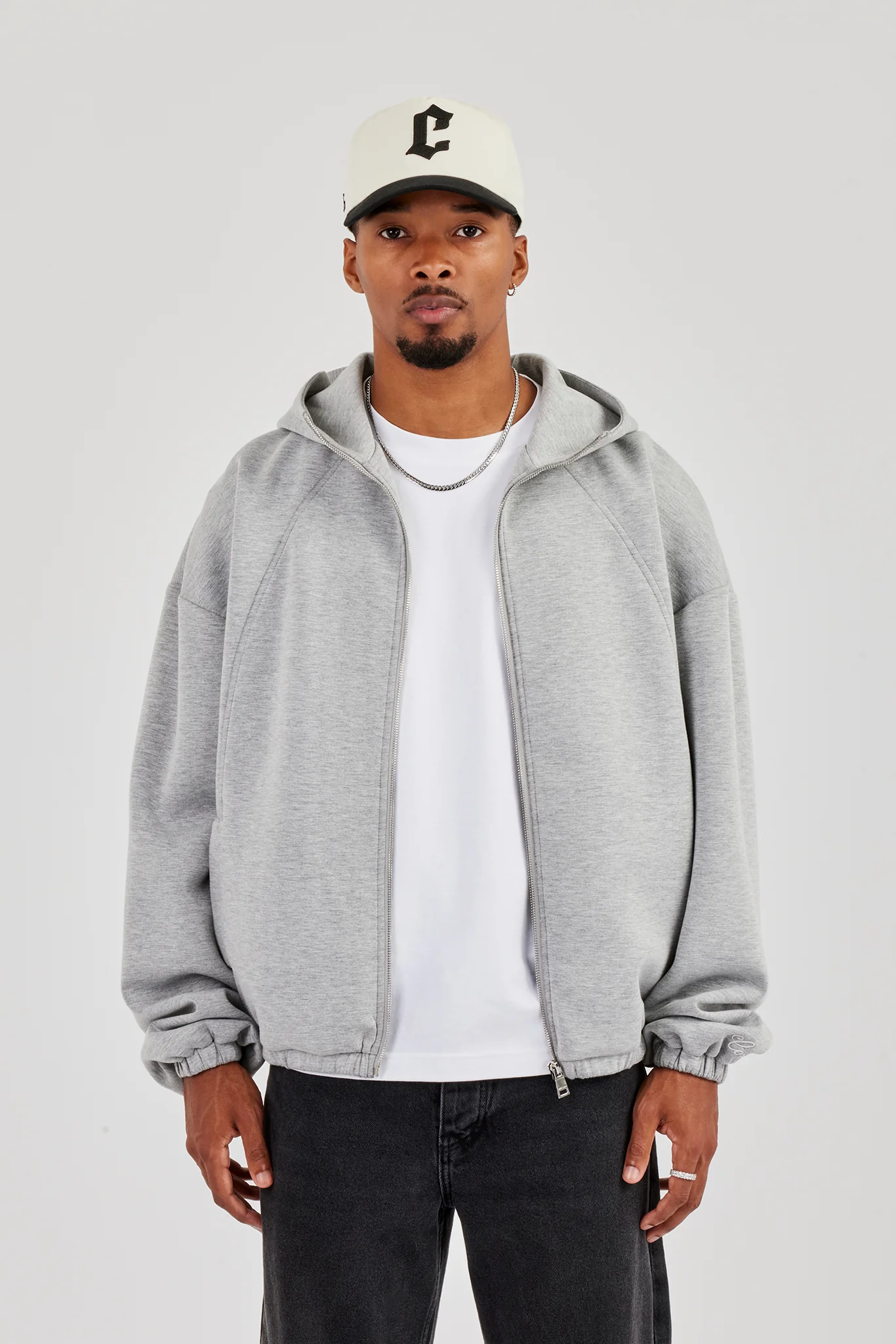 Zip Hooded Panelled Scuba Jacket - Image 2