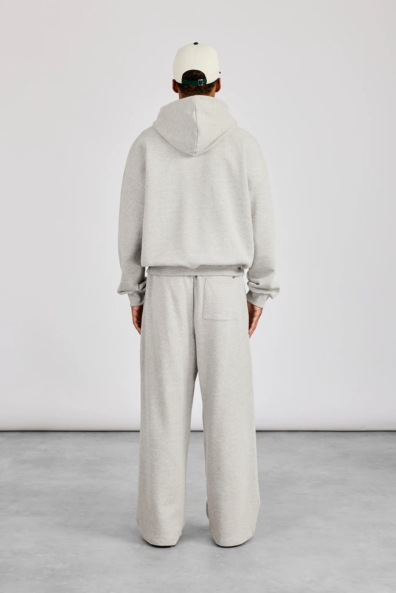 Zip Through Boxy Hoodie & Baggy Fit Jogger - Grey Marl - Image 4