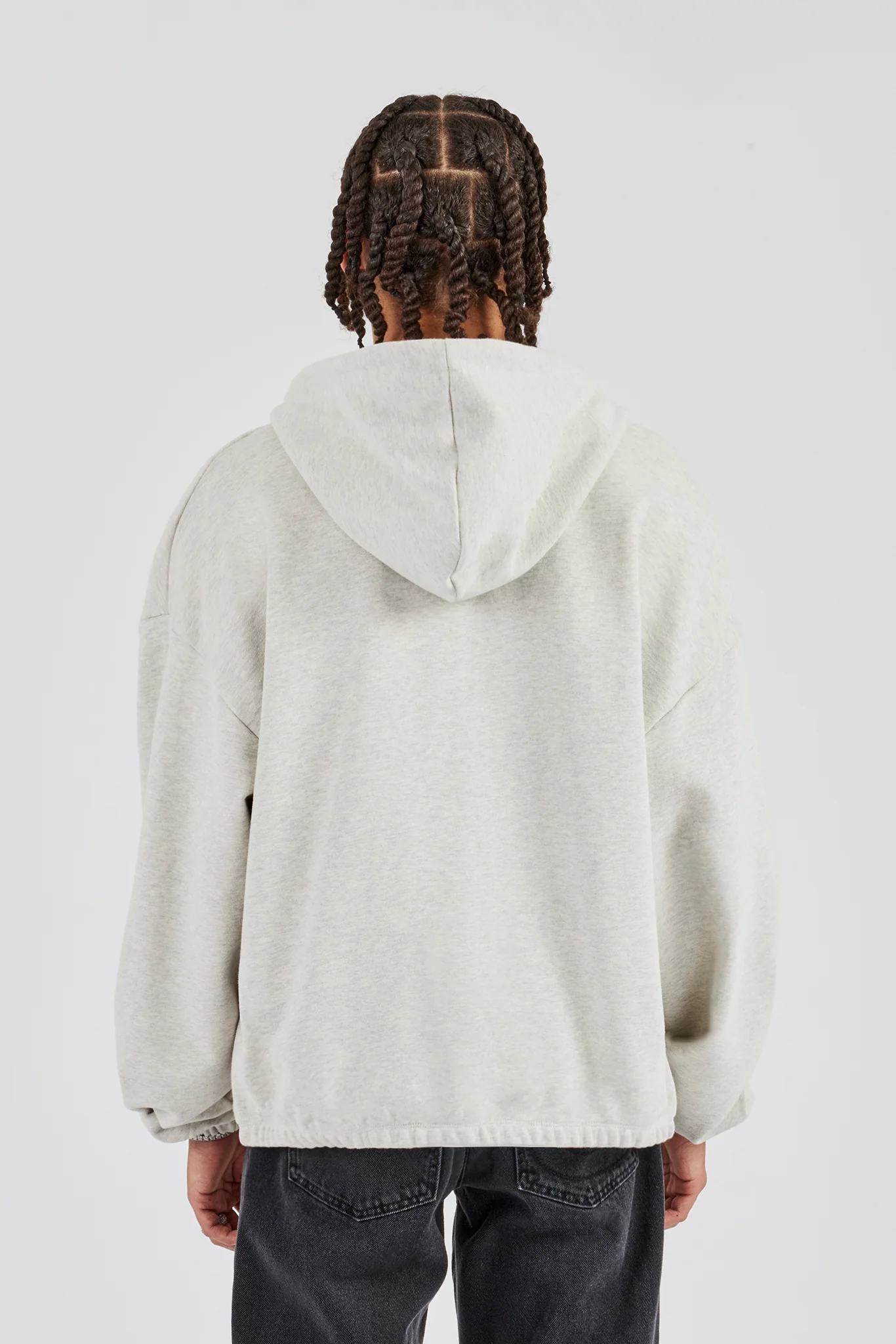 Zip Through Hoodie With Drawcords - Ash Marl - Image 3