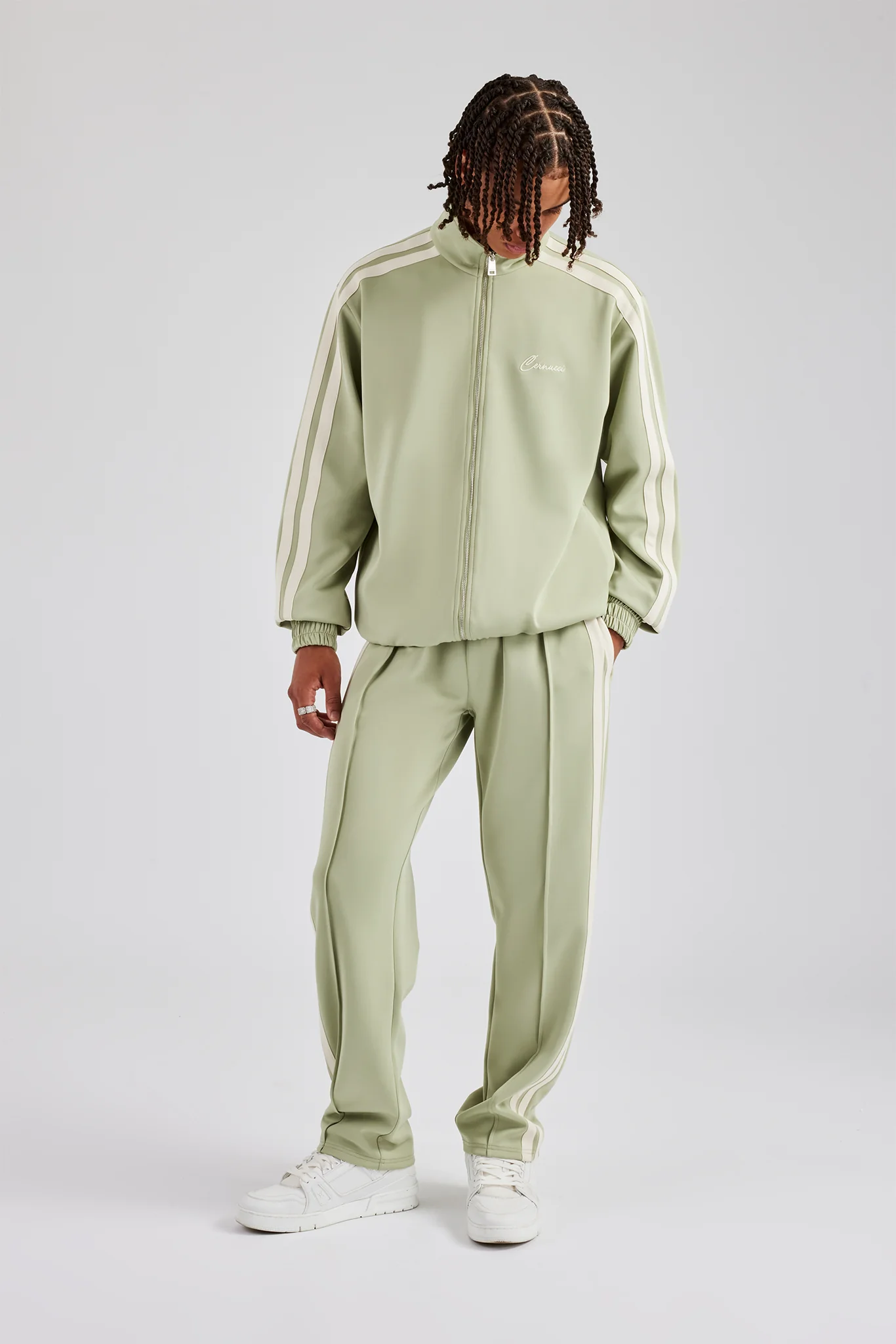 Zip Through Taping Tracksuit - Sage - Image 3