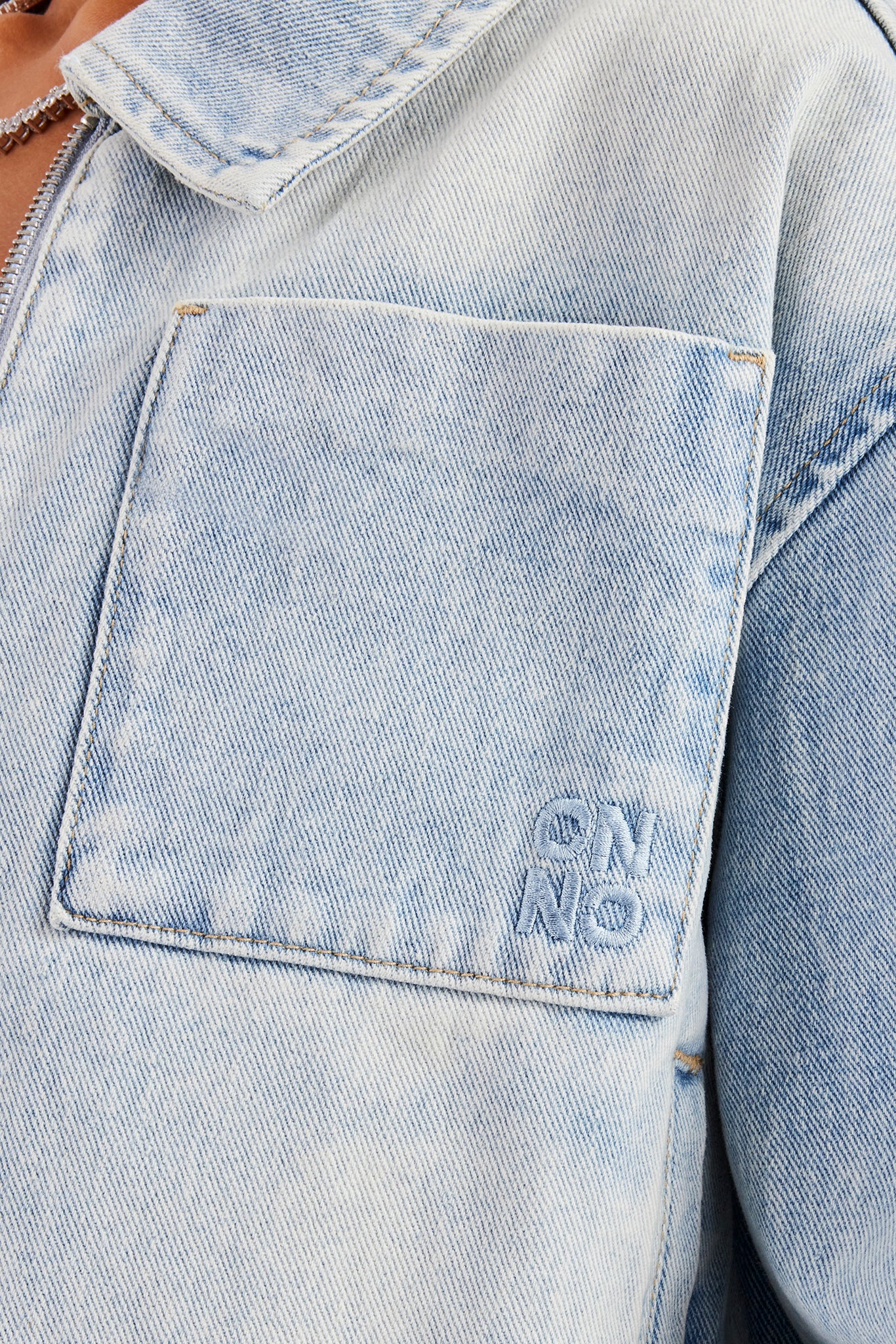 Zip Up Denim Jacket - Ice Blue - Image 2